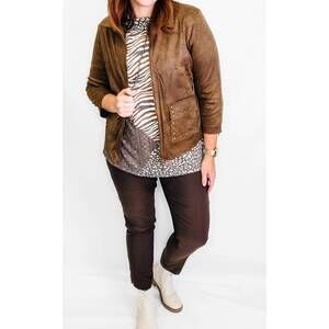 NEW MULTIPLES embellished lined jacket in mocha